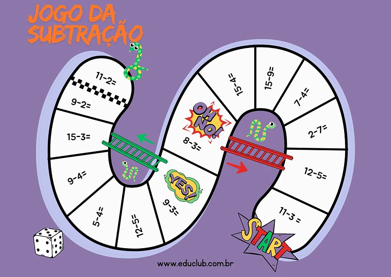 Jogo da subtração para imprimir | Educlub